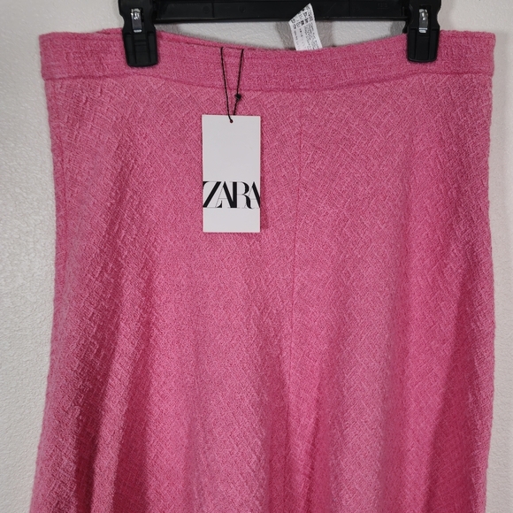 New Zara Long Textured A Line Barbie Pink Maxi Flounce Skirt 2929/469  Size XL - Picture 5 of 12